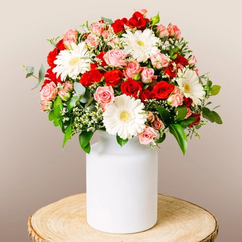 Roses Spray Rouges Roses Mini Gerberas